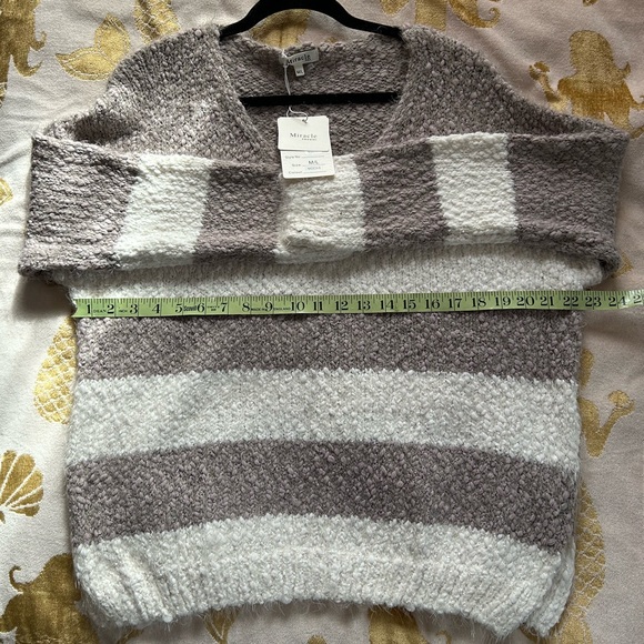 NWT - Miracle USA - Miracle Sweater - mocha striped - size M/L - Picture 4 of 7